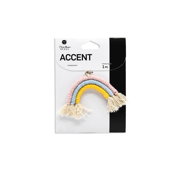 Blue Moon Beads Multi-Color Cotton Macrame Rainbow Accent Pendant for Jewelry Making, 1 Piece