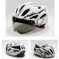 thumbnail image 2 of Casco de bicicleta de carretera con buena protección, hebilla de seguridad, resistente a impactos, con gafas para carreras, blanco y negro., 2 of 2