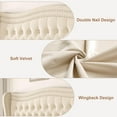 thumbnail image 6 of Miniyam Full Size Wingback Bed with 52" Velvet Upholstered Headboard, Nailhead Trim, Sturdy Wood Slats for Adults, Beige, 6 of 7