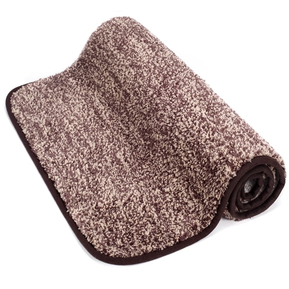 Lifewit Front Door Mat Water Absorbent Low Profile 48" x 30" Machine Washable Doormat for Indoor Non Slip Rubber Entrance Rug Dirt Trapper Mats Shoes Scraper for Entry, Patio, Porch, Coffee Brown