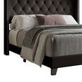 thumbnail image 6 of Home Design Homer Twin Button-Tufted Wingback Upholstered Panel Bed Frame with Nailhead Trim design for Adult, Brown, Easy Assembly, 6 of 7