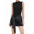 thumbnail image 2 of Women Sleeveless Bodycon Mini Tank Dresses with Ruched Wrap Tie Cover Up Skirts Black L, 2 of 9