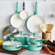 GreenPan Rio Ceramic Nonstick 16-Piece Cookware Set - Turquoise
