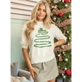 thumbnail image 5 of Women Holiday Graphic Sweater Casual Pullover Tops Merry Christmas Tree Sweaters White S, 5 of 8