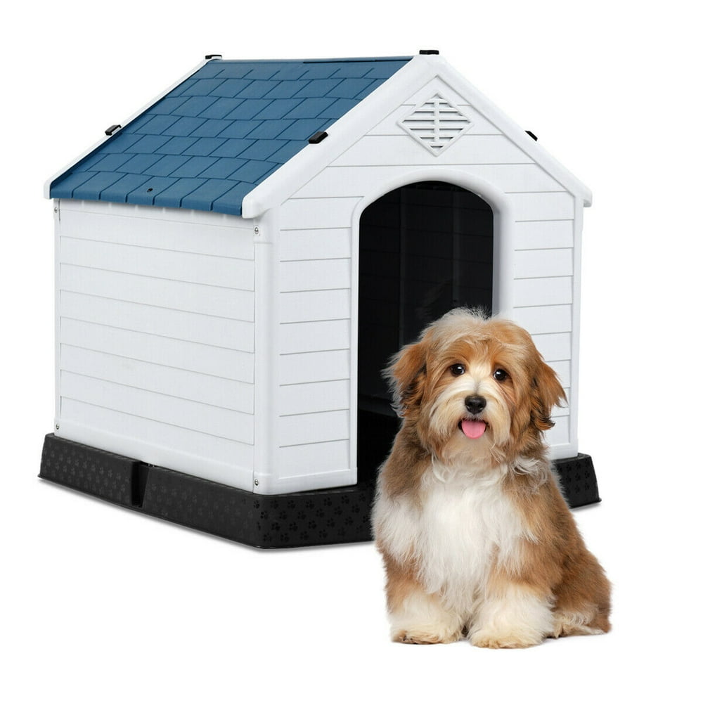 Gymax Plastic Dog House Pet Puppy Shelter Waterproof Indoor, Outdoor
