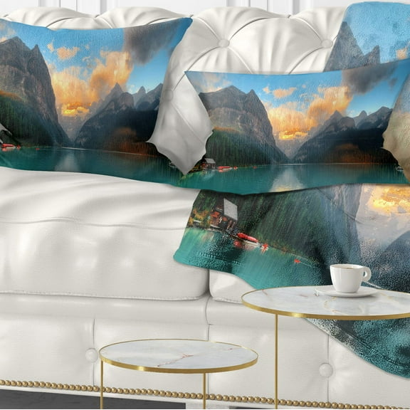 Designart 12" x 20" Multi-color Polyester Throw Pillow