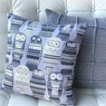 thumbnail image 3 of Pillow Decor Midnight Owl Cotton Throw Pillow 17x17 Gray Off-White Design, 3 of 3