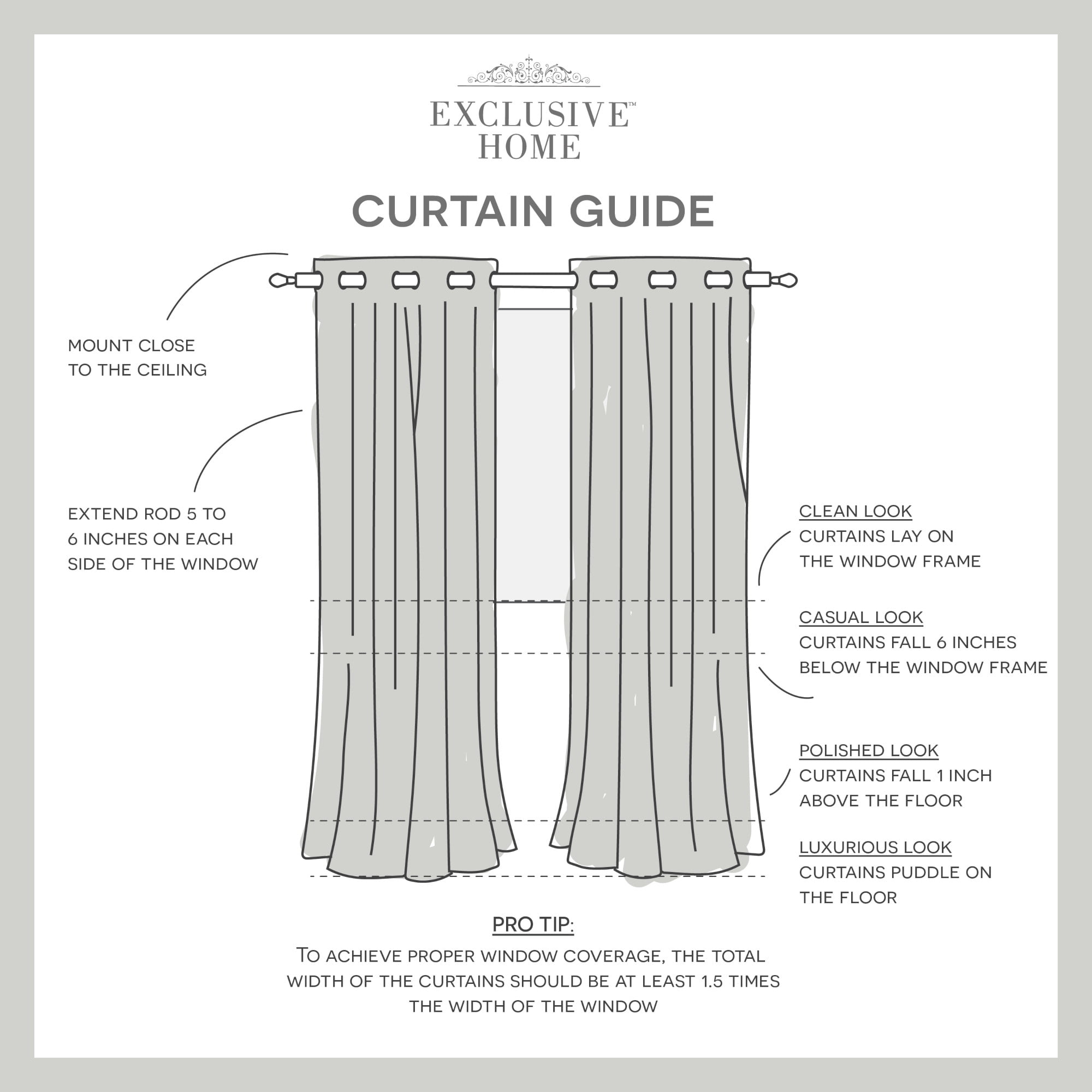 Exclusive Home Curtains Loha Linen Grommet Top Curtain Panel Pair, 54x96, Dove Grey