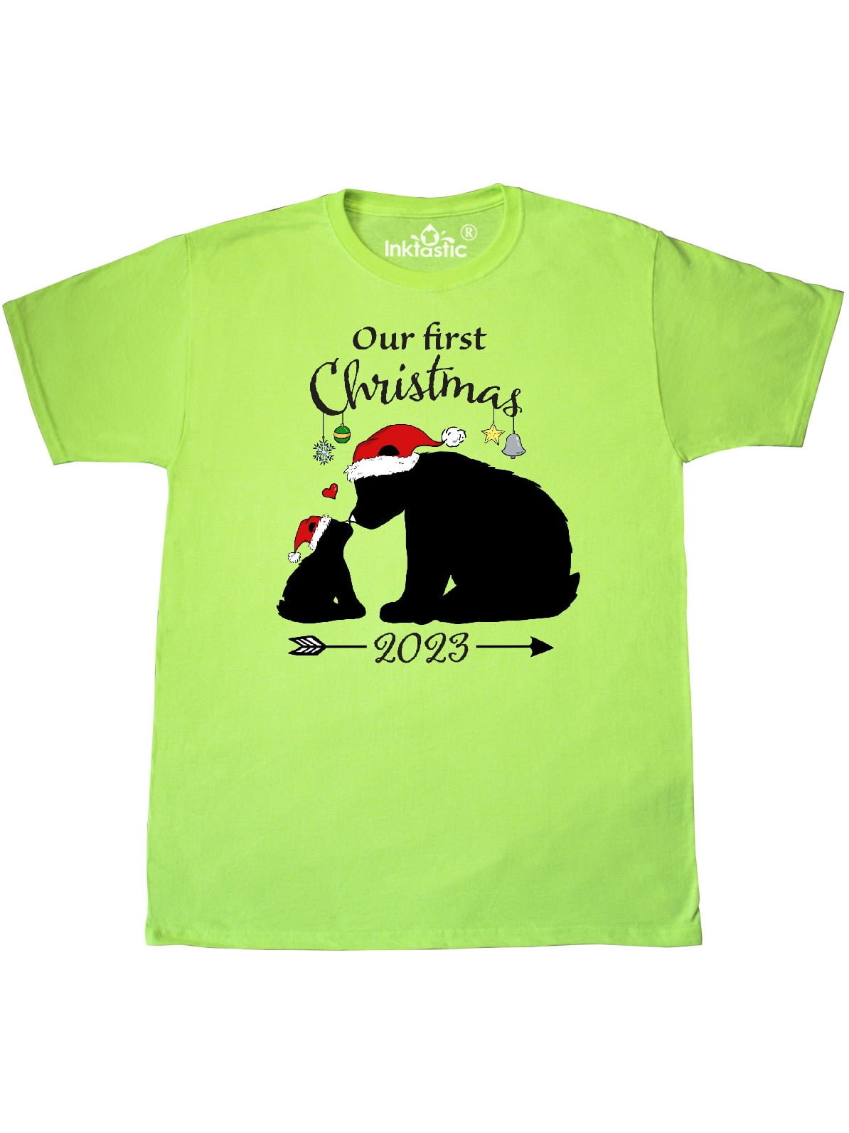 INKtastic Our First Christmas Bears in Santa Hats with Ornaments 2023