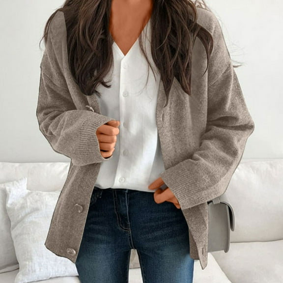Ashirexll Cardigan Sweaters for Women, Winter Coats for Women, Fall Coats Women's Loose Core Yarn Knit Cardigan Casual