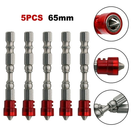 

5 Pcs Magnetic Cross Screwdriver Bits PH2 6.35mm Shank 65mm Electric Screw Tool