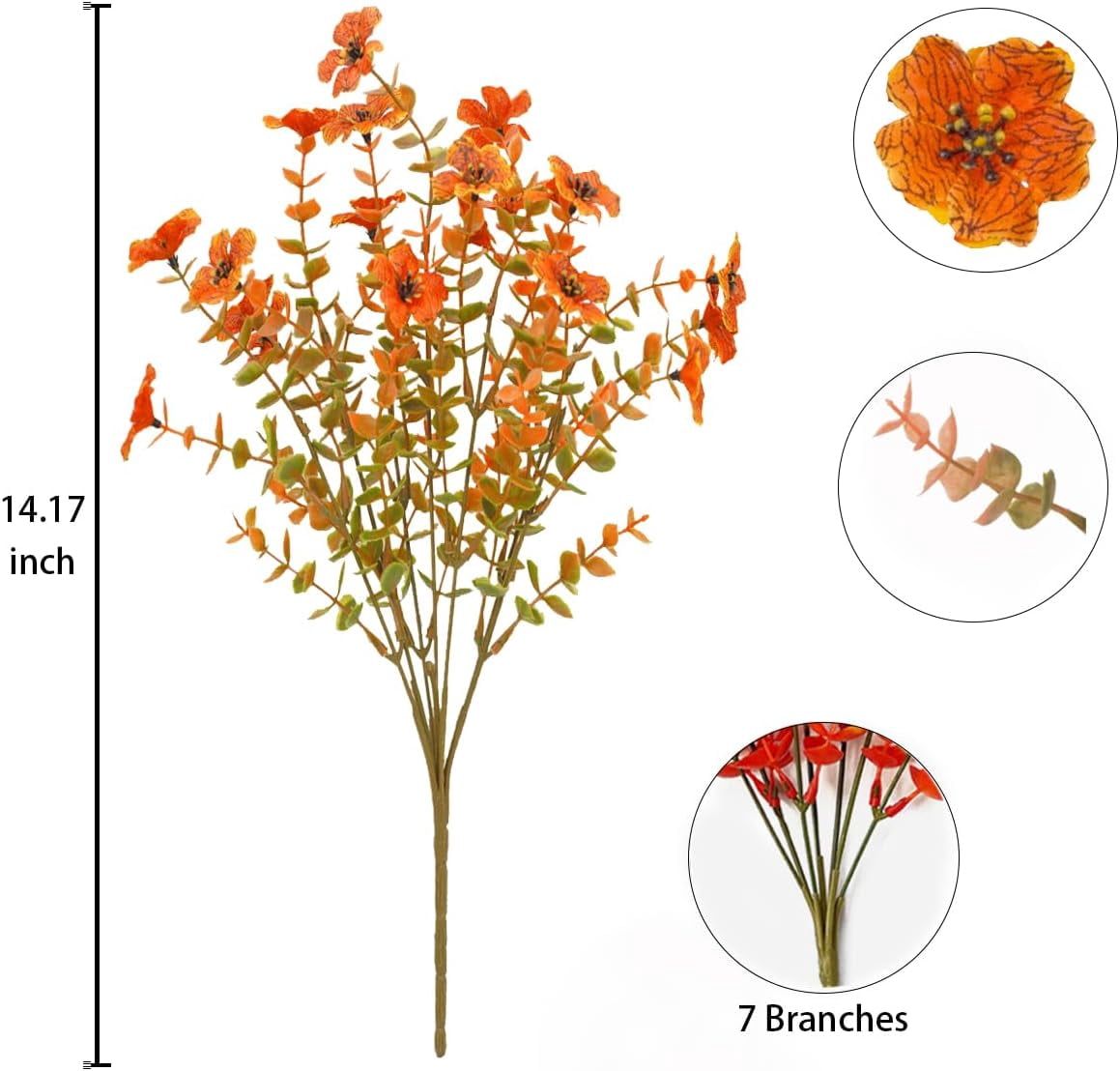 Artificial Outdoor Flowers,8 Bundles UV Resistant Fake Flowers,Outdoor Artificial Plastic Faux Flowers Greenery Plants for Outdoor Garden Porch Window Box Decoration(Rose Red)