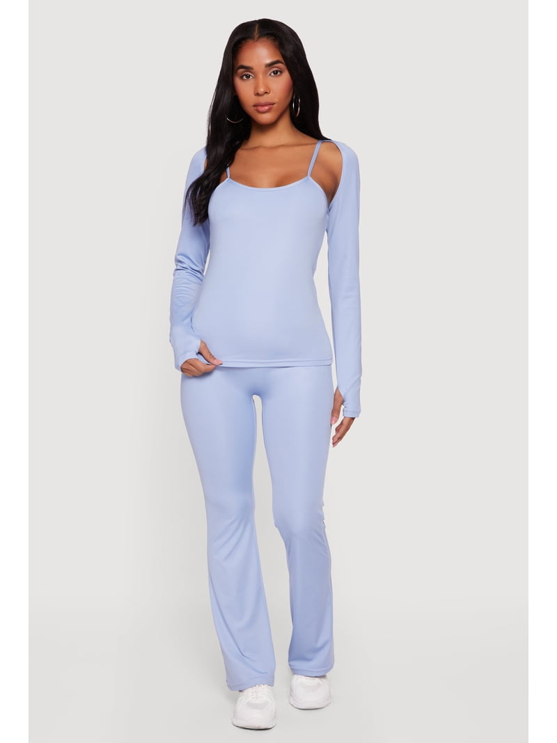 Women's Scoop Neck Cami and Long Sleeve Shrug with Thumb Holes Set