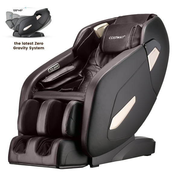COSTWAY Relaxation02 Full Body Massage Chair, SL Track Zero Gravity Shiatsu Recliner with airbag Coverage, Bluetooth Speaker, Foot Roller, Heat Therapy, Thai Stretch, Auto Body Detector