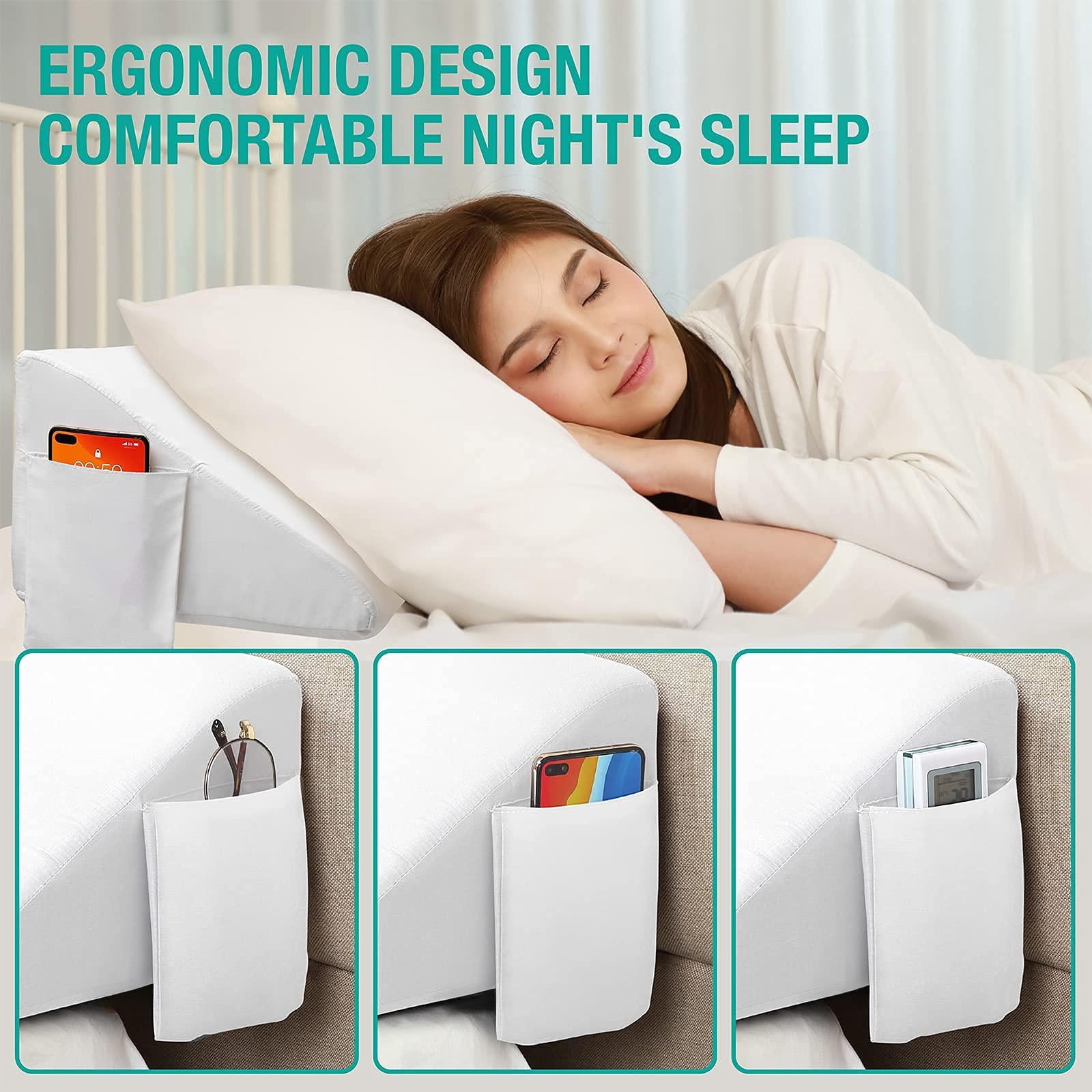 Queen Size Bed Wedge Pillow For Headboard Gap/mattress Gap Filler/bed Filler Fill 0-6" Between And Mattress 60"x10"x6"-white