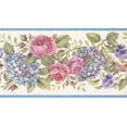 thumbnail image 1 of Pink Floral Roses Design Flowers Wallpaper Border for Kitchen Bathroom Living Room, Roll 15' x 6.75'', 1 of 3