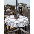 thumbnail image 3 of Outdoor Tablecloth with Umbrella Hole Zipper Blue Anchor Nautical Round Tablecloth 54" Waterproof Outside Table Cloth Rudder Coastal Summer Ocean Patio Table Cover Tablecloths for Picnic Party, 3 of 8