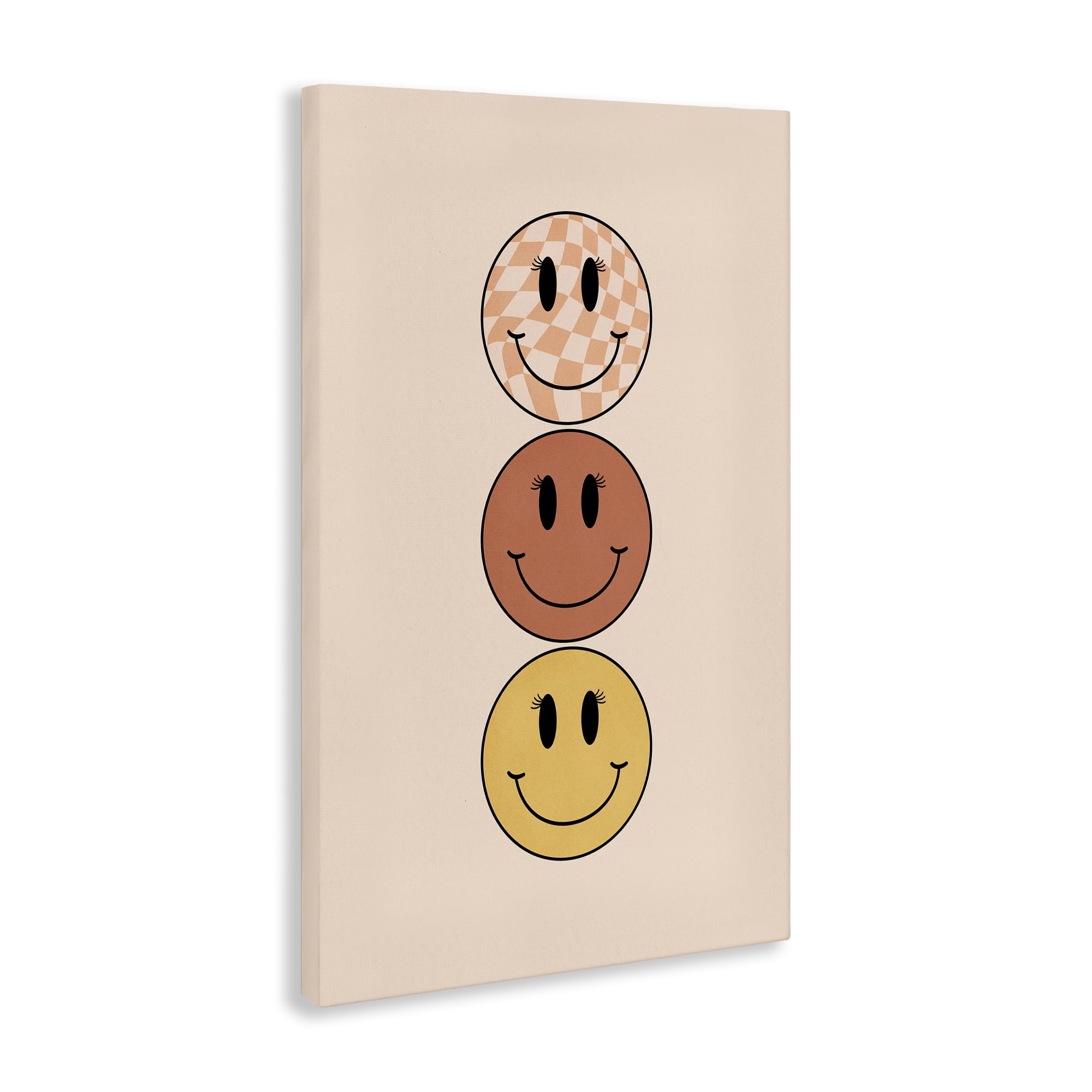 Stupell Industries Retro Smileys Trio Novelty Painting Gallery Wrapped Canvas Art Print Wall Art, 20 x 30