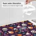 thumbnail image 5 of ZICANCN Dish Drying Mat for Kitchen Countertop, Purple Halloween Hat Skull Drainer Mats with Non-slip Rubber Backed, Super Absorbent Easy Clean Rack Pad, 16x18 Inches, 5 of 9