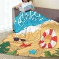 thumbnail image 6 of Honeii Hello Summer1 Print Fleece Blanket - Throw Blanket for Bed, Sofa, Couch, Camping, and Travel , Microplush Ultra Soft Warm Blanket-50"x40", 6 of 7