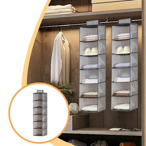 Organizador de Ropa Colgante Multicapa - Bolsa de Almacenamiento Plegable de Tela No TejidaGris MNFD