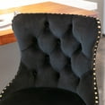 thumbnail image 4 of Swivel Bar Stools Set of 2, PAPROOS 25-33''Adjustable Height Bar Stool with Back, Velvet Upholstered Counter & Bar Height Bar Stool with Button Tufted & Nail Trim, Kitchen Island Chair, Black & Gold, 4 of 11