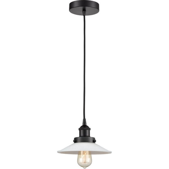 616-1PH-BK-G1 Innovations Lighting Halophane - 1 Light Mini Pendant In Industrial Style-8 Inches Tall and 8.5 Inches Wide-Matte Black Finish-Matte