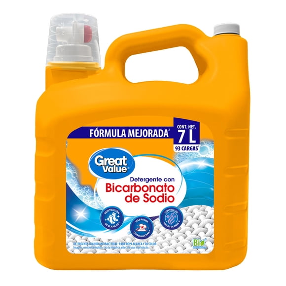 Detergente liquido Great Value con Bicarbonato 7L
