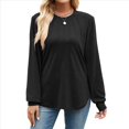 thumbnail image 1 of Camisas de Larga para Mujer, Moda Otoño 2025, Camisas Formales Informales, Blusas Tipo Túnica Plisadas con Cuello Redondo. Negro XL, 1 of 10