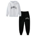 thumbnail image 3 of Alvivi Kids Girls Tracksuit Long Sleeves Hoodie Hooded Sweatshirt and Joggers Sweatpants Set White&Black 7-8, 3 of 7