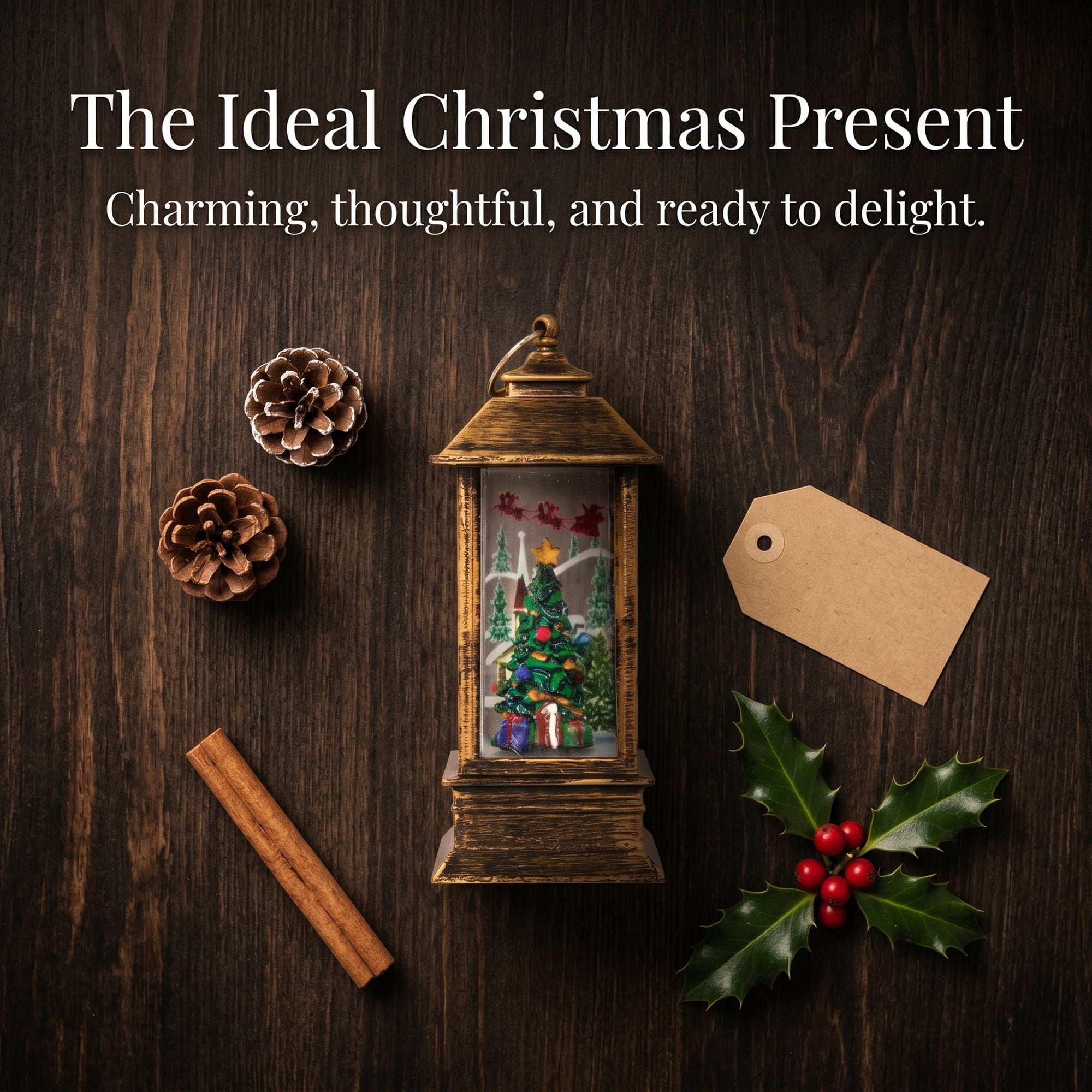 Unique Bargains Christmas Light Up Crystal Ball Mini LED Glitter Sphere Orb Brown Style M