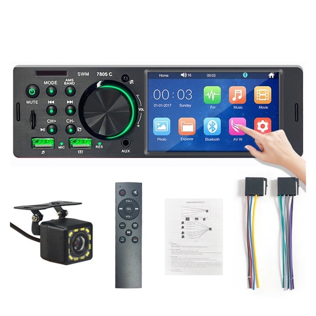 Car Radio Audio 1 din 4.1" Touch Screen Bluetooth Stereo Mp3/Mp5 Player FM Receiver With Colorful Lights Remote Control ,Easy to Install