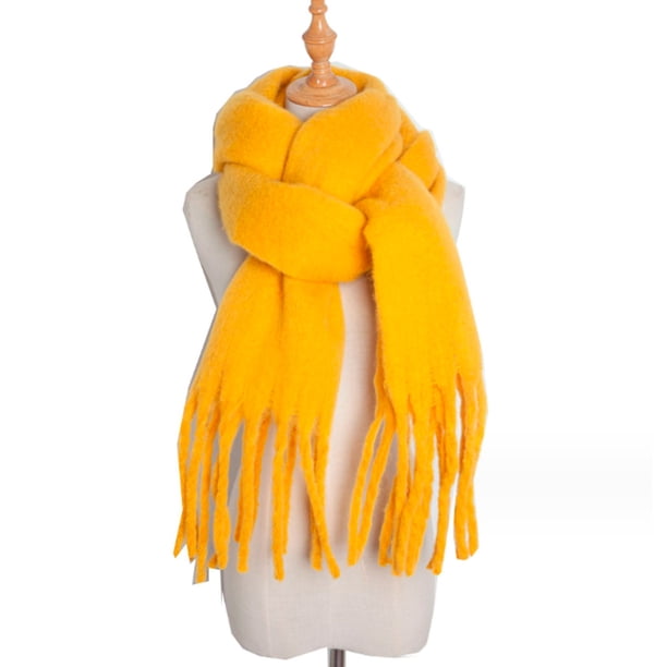 Bufanda cálida para mujer, chal colorido, suave, cómodo y elegante para clima frío, bufanda gruesa de color sólido, borla con cola de cerdo