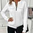 thumbnail image 3 of Stamzod Womens Quarter Zip Pullover Sweatshirts Dressy Casual Textured Tops Spring Fall Crewneck Sweatshirt White E S, 3 of 8