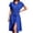 *Blue, variant on ClodeEU Women's Collar Cap Sleeve Drawstring Waist Button Midi Shirt Dress,Casual Summer Dress Army Green,Women's Plus L
