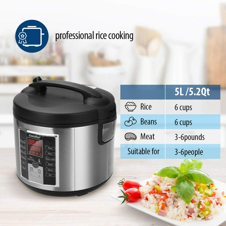 COMFEE' 5.2Qt Electric Multi Cooker with 12 Cooking Programs, Slow