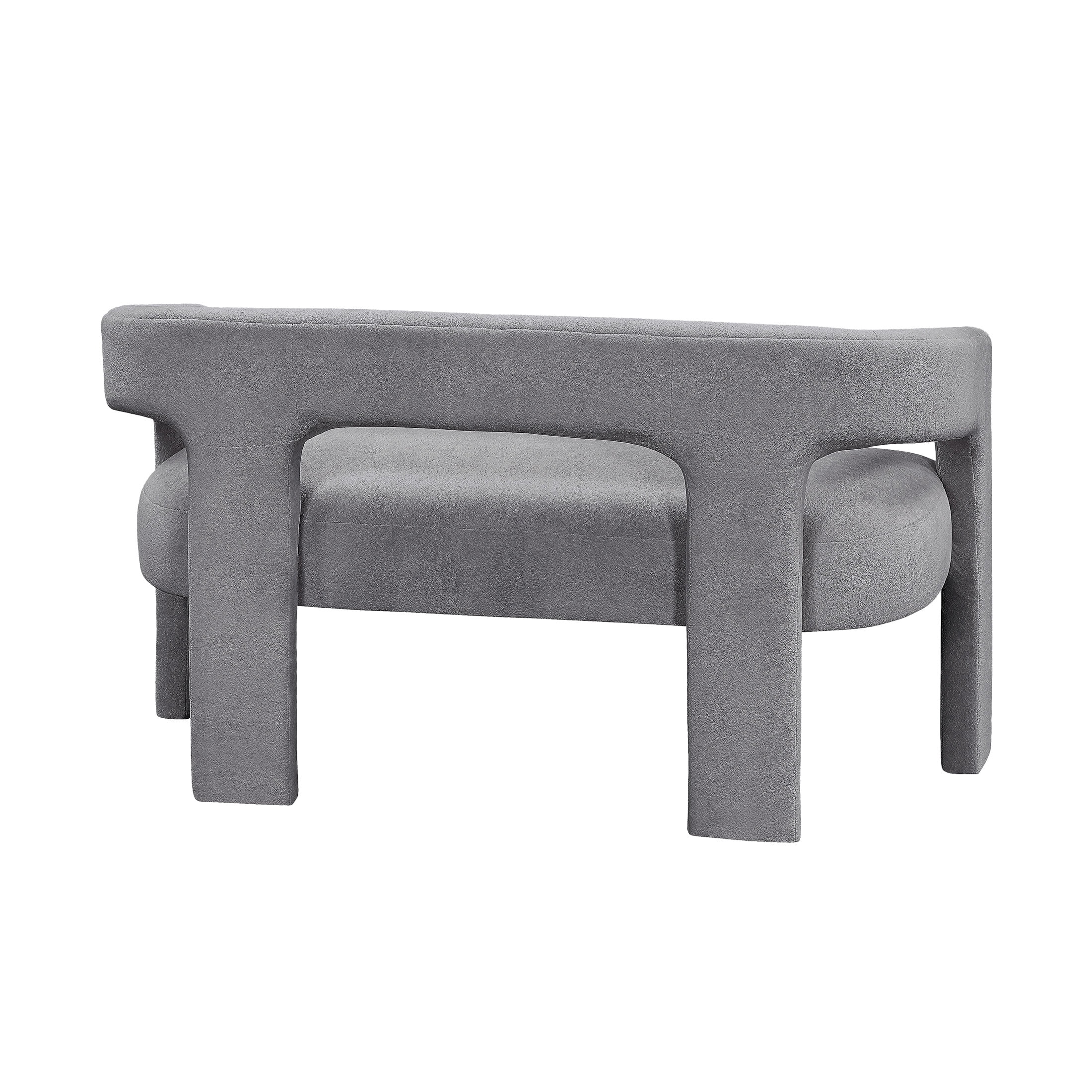 OakvillePark Kora Rectangle Boucle Upholstered Bench with Arms, Dark Gray