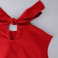 thumbnail image 5 of Miluxas Women's Sleeveless Halter Neck Blouse - Front Ruffle & Back Tie Bow Casual Tank Top Solid Flowy Shirts Ideal for Work and Daily Wear Red, 5 of 9
