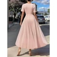 thumbnail image 6 of Elegant V-Neck Chiffon Maxi Dress for Women - Crisscross Tie Detail for Weddings and Parties Pink XXL, 6 of 8