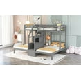 thumbnail image 5 of New Twin over Twin & Twin Bunk Bed with Built-in Staircase and Storage Drawer,Gray, 5 of 11