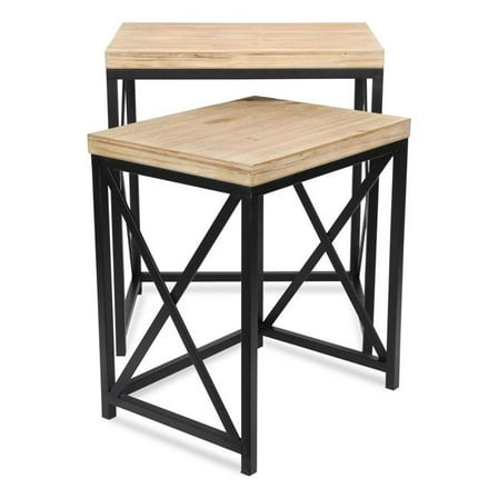 Cheungs 6087-2 Briarcrest Wood & Metal Side Table - Set of 2