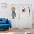 thumbnail image 2 of Fionafurn 4-Panel Room Divider Pegboard Display Folding Wood Portable Freestanding, Wall Organizer 67" (Aged White), 2 of 10