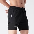 thumbnail image 3 of zeranth Men Beach Shorts Loose Double Layers Quick Dry Conservative Breathable Swimming Elastic Waist Plus Size Solid Color Swimming Trunks Water Sports Clothes, 3 of 7