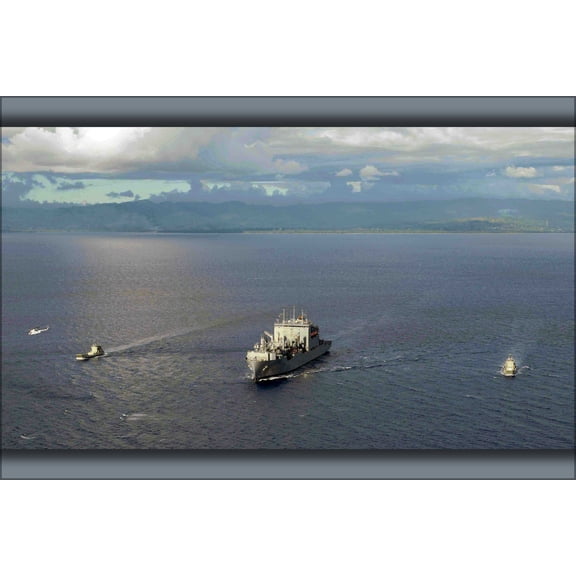 24"x36" Gallery Poster, USNS Richard E. Byrd (T-AKE 4), center, the Royal Australian Navy transit from Malaita to Guadalcanal