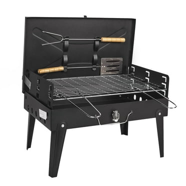 Outdoor Charcoal Grill - Collapsible Cooker with Tools - Compact Storage/Travel