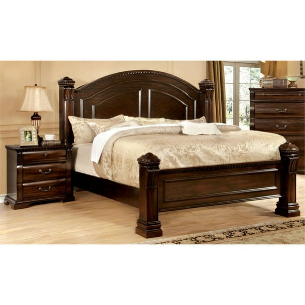 FOA Oulette 2pc Cherry Solid Wood Bedroom Set Cal King + Nightstand
