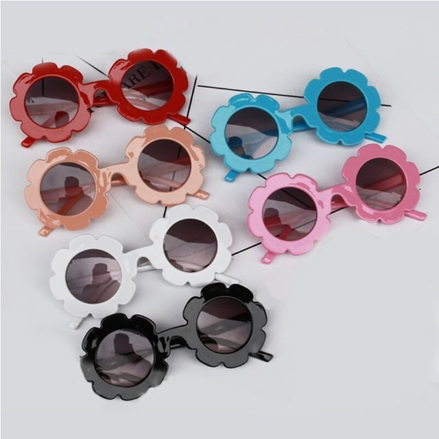 UV-400 Lunettes de Soleil pour Enfants Filles Fleur Lunettes Rondes Bébé Lunettes en Plastique Protection