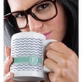 thumbnail image 2 of 3drose, Letter F Monogram on Grey and White Chevron with Mint 2d Personalized Tag - Gray Zigzags - Zig Zags, 11oz Magic Transforming Mug, 2 of 7