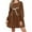 Brown, variant on Women's Short Babydoll Dress Long Lantern Sleeve Square Neck Lace Embroidered Bow Tie Front Mini Dress A-Line Tunic Dress(Pink,X-Large)