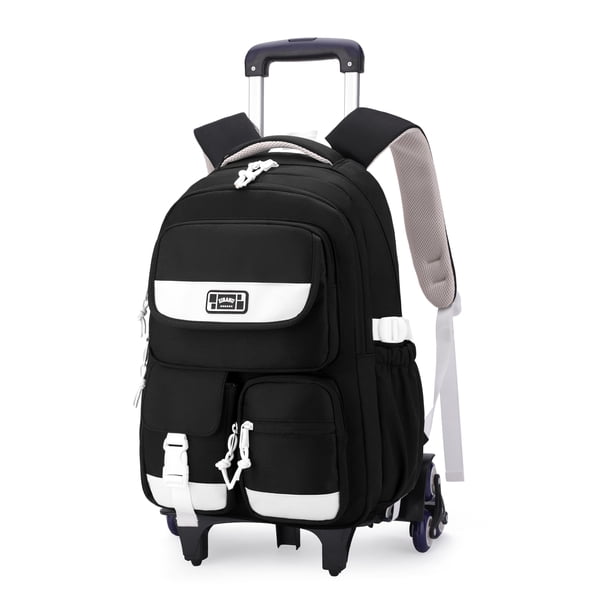 Mochila MITOWERMI Rolling de 6 ruedas de nailon negra, 46 cm